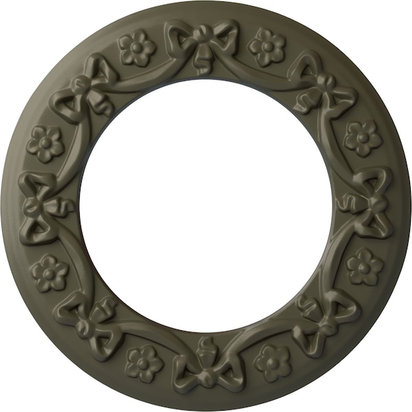 Ekena Millwork Ribbon with Bow Ceiling Medallion (Canopies up to 7 1/2"), 12 1/4"OD x 7 1/2"ID x 7/8"P, Witch Hazel CM12RIWHF - main